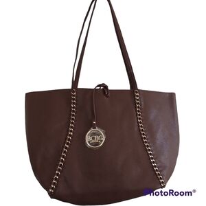 BCBG Paris Faux Brown Leather Shoulder Bag Tote
